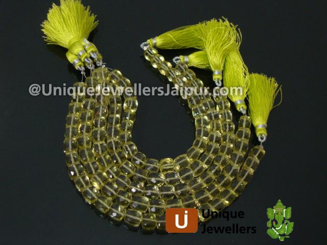 Lemon Quartz Faceted Cube Beads